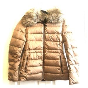 Small Down Jacket with Removable Fur Trim